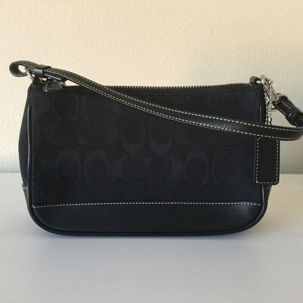 Coach Black Signature Demi Pouch Bag Wristlet